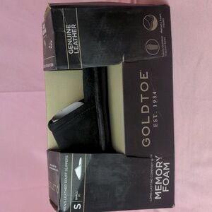 Gold Toe Mens Black Leather Scuff 100% Genuine Suede Upper Slippers size 7